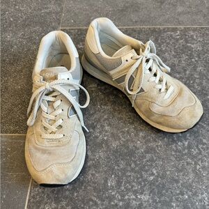 New Balance Grey White 574 Sneakers
